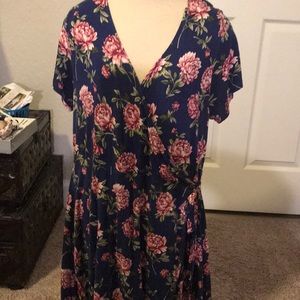 Side tie floral dress